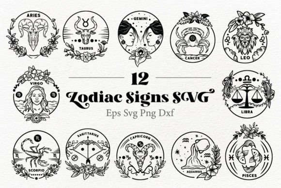 A Zodiac SVG Bundle for Graphics and Print Templates